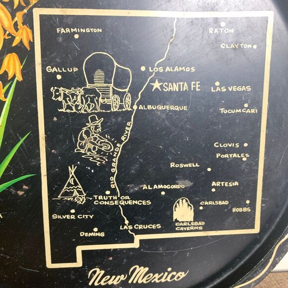 New Mexico State‎ Vintage Black Metal Beer Tray Collectible Souvenir Home Decor - Picture 3 of 5